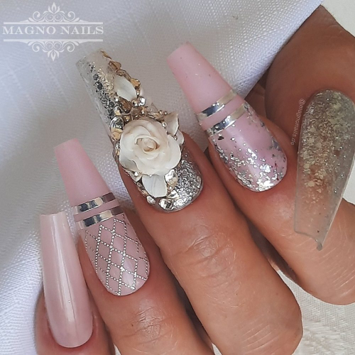 Preview: Rosa Makeup Camouflage 3D Rose Plasteline Nagelfolien Transfer Folien Blumen Nageldesign Ideen - Sommernägel - Sommer Nägel
